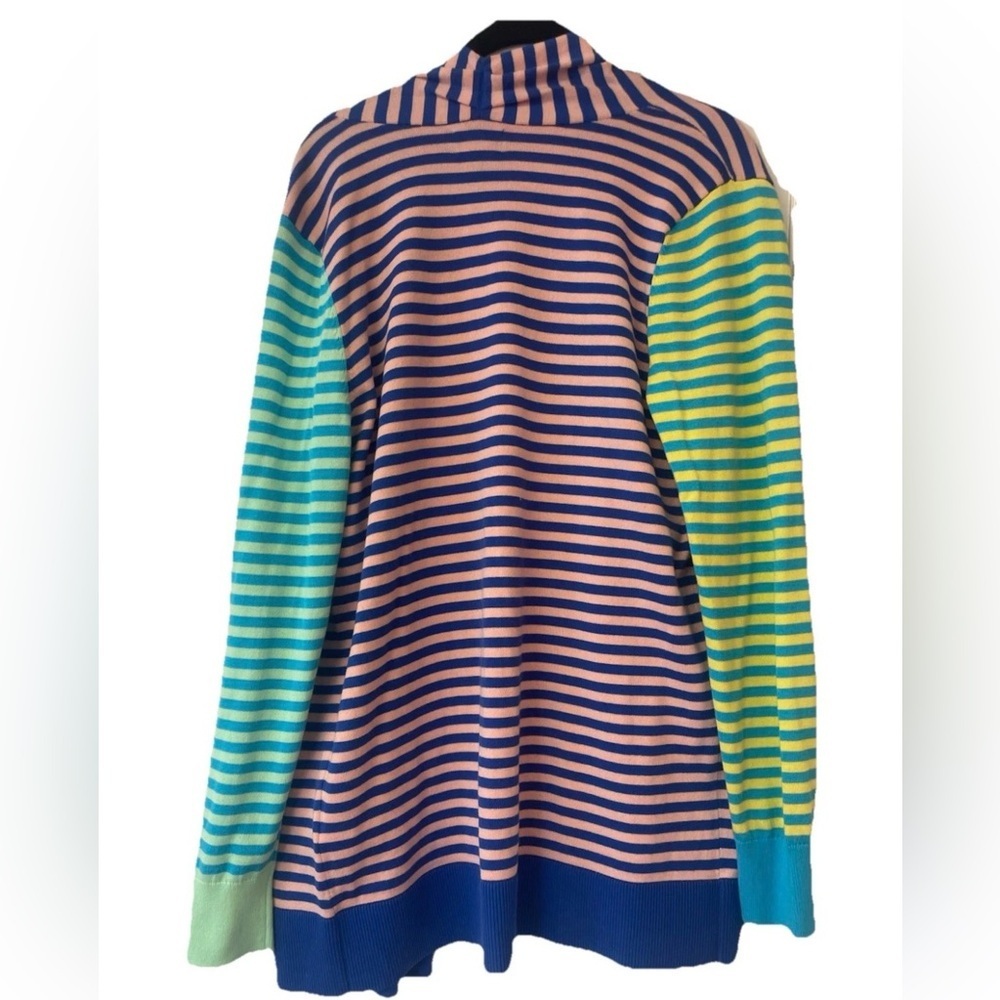 NWOT Lands End Mixed Print Long Sleeve Open Cardigan Sweater Size M 100% cotton - Picture 7 of 8